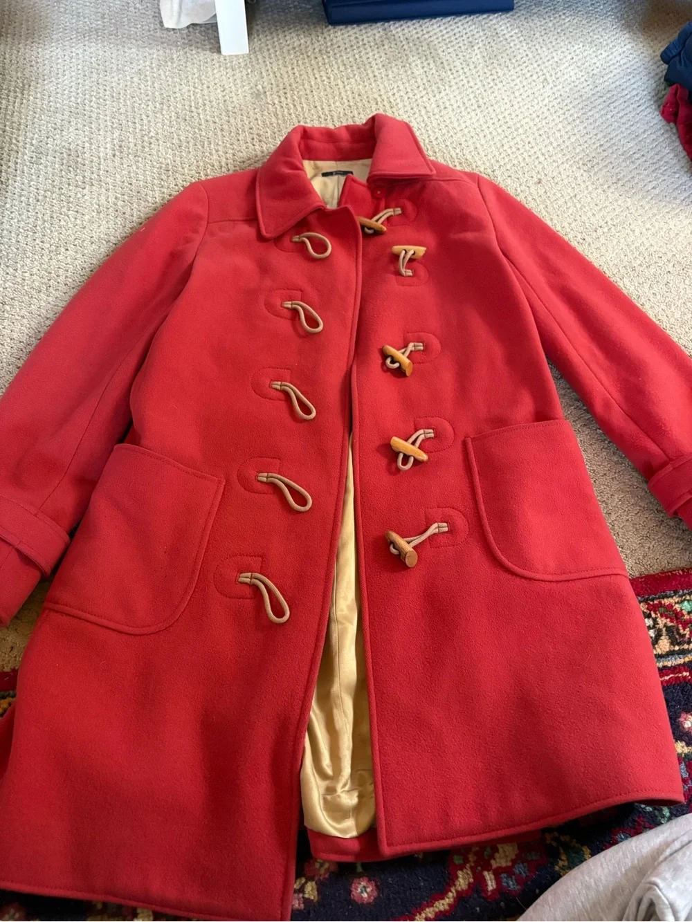 J. Crew Red Wool Toggle Peacoat - Picture 2 of 4